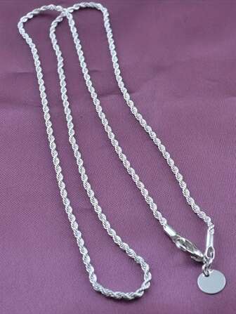 925 镀银扭曲鱼骨项链，极简嘻哈风格，男女通用日常酷炫珠宝，基本时尚配饰，多种尺寸可选