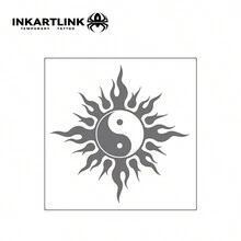 INKARTLINK, Revolutionary Tattoo Technology, Semi-Permanent Tattoo, Yin Yang Bagua Sun, Stylized Tattoo, Temporary Tattoo, Waterproof, Authentic Tattoo Appearance, Botanical Tattoo - Black - View 3
