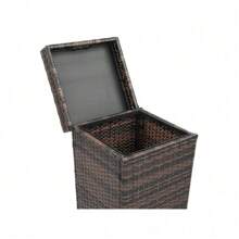 With Top Cover Iron Frame Rattan Trash Can Brown Gradient