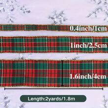 ZNZAKKA 2 Yards Plaid Ribbon Christmas Ribbon For Crafts, Gift Wrapping, Cake Baking Packaging, Christmas Party Decoration - Multicolor - View 4