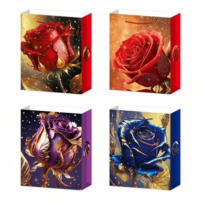 1 conjunto (12 unidades/pacote, 3 unidades por design) sacolas para presentes de Natal, sacolas para presentes de Natal reutilizáveis, sacolas para presentes de papel com alças e estampas de Natal, sacolas para presentes de Natal, sacolas para presentes de feriado, sacolas para presentes de Natal, sacolas para lembrancinhas