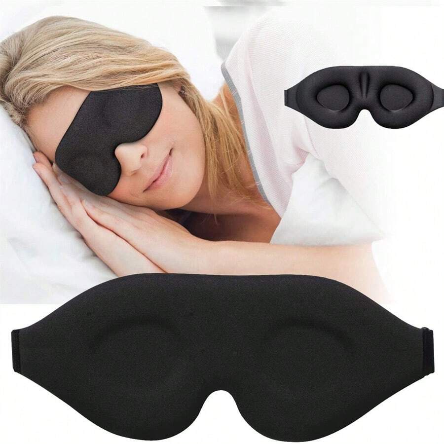 1 mặt nạ ngủ 3D có nút tai, dành cho nam và nữ, phụ kiện ngủ, mặt nạ ngủ che mắt, bịt mắt khi ngủ trưa tại văn phòng, du lịch, quà tặng cho đồng nghiệp và bạn bè - màu đen - Xem 1