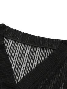 Womens Open Front Shrug, Short Sleeve Solid Color Lace Patchwork Sheer Bolero Cover Up - Black - View 7