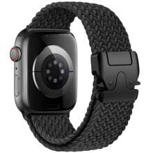 1pc 2025 New Black Nylon Braided Solo Loop Strap Compatible With Apple Watch Band 46mm 45mm 42mm 44mm 41mm Braided Nylon Sport Bracelet Apple Watch Series 10 9 8 SE 5 6 7 Ultra 49mm Strap