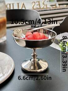 1个优雅高脚布丁杯/冰淇淋杯，复古高品质杯，质感精致，不锈钢甜点杯，提升生活品质，休闲聚会，为生活增添甜蜜，适合花园派对、咖啡馆聚会和返校季。