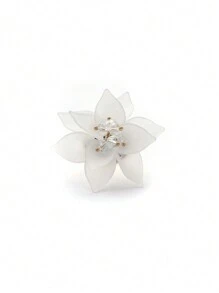 Mazuer 1pc Vintage Gold Tone Acrylic Oversized Simple Floral Ring, Fashionable Design For Women, Suitable As Graduation, Thanksgiving, Halloween, Teachers' Day, Back To School, Holiday, Party, Daily Wear