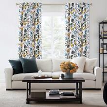 Topfinel 2 Paneles de Cortinas con Flores de Invierno Blackout Elegantes de Estilo Vintage Rústico Francés con Diseño de Colibríes, con trabillas y aros para salas de comedor, estar y dormitorios, también para puertas corredizas de vidrio - Blanco - Ver 4