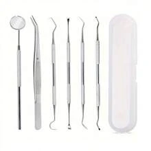Conjunto de 4/6 ferramentas odontológicas, inclui removedor de tártaro, removedor de manchas, com espelho