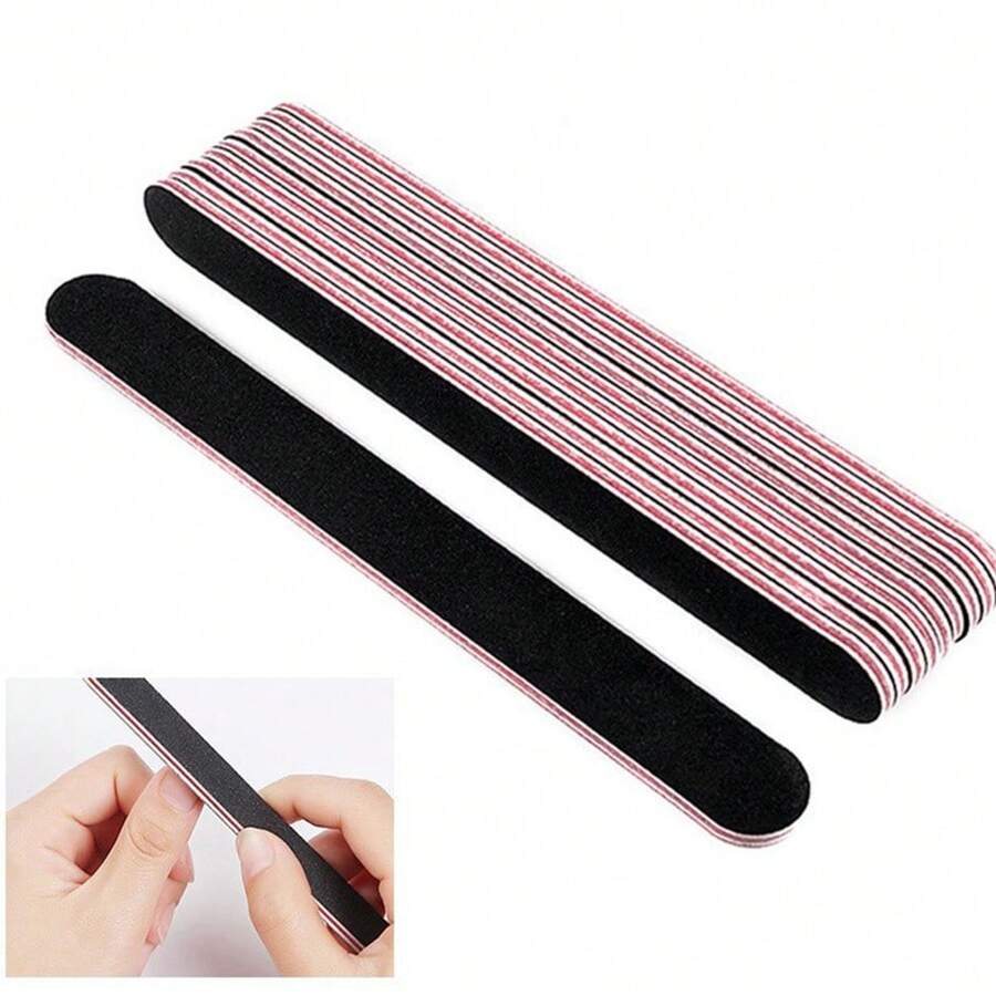 10 件装双面 100/180 粒度直指甲锉 - 黑色 - 查看 1