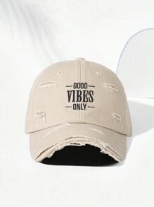 1 peça bordado "GOOD VIBES ONLY" boné de beisebol desgastado, chapéu de golfe ajustável e respirável para mulheres, chapéu de sol de aba curva estilo vintage para homens e mulheres, adequado para 4 estações - bordado - Ver 7
