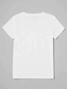Women's T-Shirt With Red Lips Print - 白色 - 查看 2
