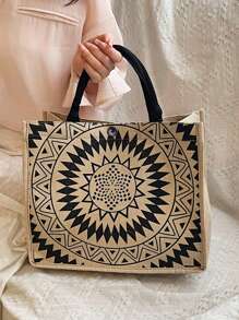 Túi mua sắm họa tiết Mandala bằng Polyester thường ngày, Sức chứa lớn, Túi đi biển di động, Gói công việc, Túi tote vải canvas thời trang dành cho nữ để mua sắm, đi làm, Đi học & du lịch, Túi đi học (Họa tiết được cắt ngẫu nhiên) Dành cho nữ sinh viên đại học, Nhân viên văn phòng, Giáo viên Hoàn hảo cho trường học, Cao đẳng, Công việc, Kinh doanh, Đi làm, Ngoài trời, Du lịch, Dã ngoại, Ngày lễ, Ngày nhà giáo - Màu Khaki - Xem 4