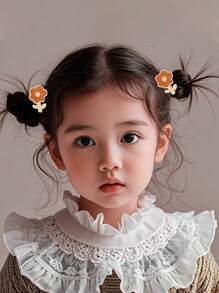 10 件装女孩咖啡棕色可爱花果发带头带橡皮筋，适合婴儿、小女孩和年轻女孩扎头发。 - 彩色 - 查看 4