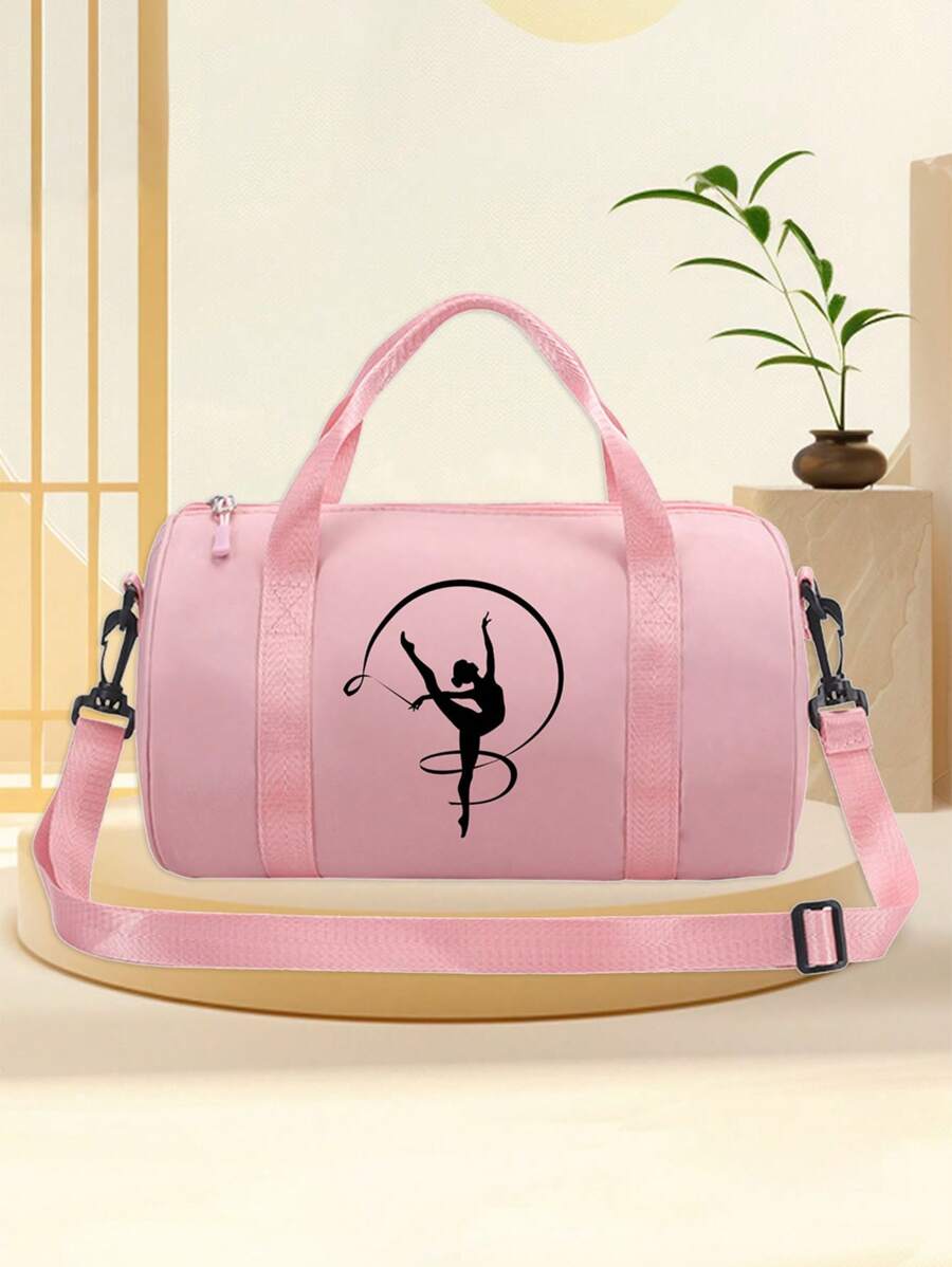 Túi khiêu vũ bằng nylon nhẹ màu hồng, túi xách phong cách tiên phong, dây đeo vai có thể điều chỉnh, có thể gập lại, có khóa kéo và lớp lót bằng polyester, phù hợp cho vũ công ba lê và sử dụng hàng ngày, túi tote thời trang thường ngày - Hồng - Xem 1
