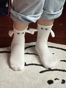 Bộ 1 đôi tất trơn nhiều màu, tất thể thao thường ngày cao đến bắp chân dành cho nữ, mùa thu/đông - Nhiều màu - Xem 2