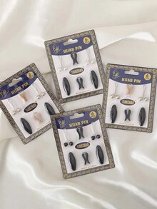 1 Set de Broches para Bufanda, Alfileres para Hiyab, Sujetadores para Pañuelo sin Perforación - Multicolor - Ver 8