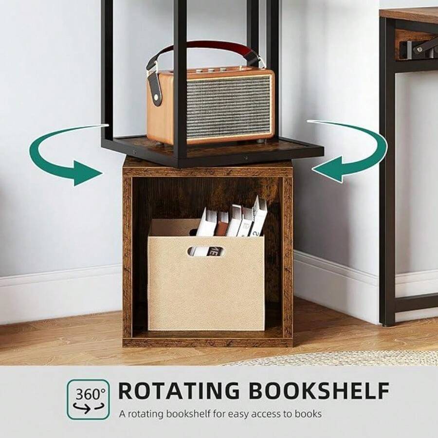 YITAHOME 4Tier Rotating Bookshelf 360 Display Floor Standing Bookcase
