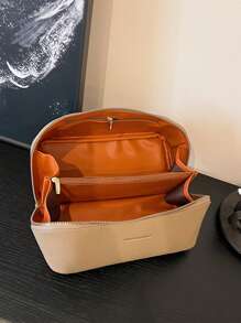 Pochette per il trucco minimalista ad uso quotidiano, tinta unita, con cerniera, borsa per il trucco, organizer per il trucco