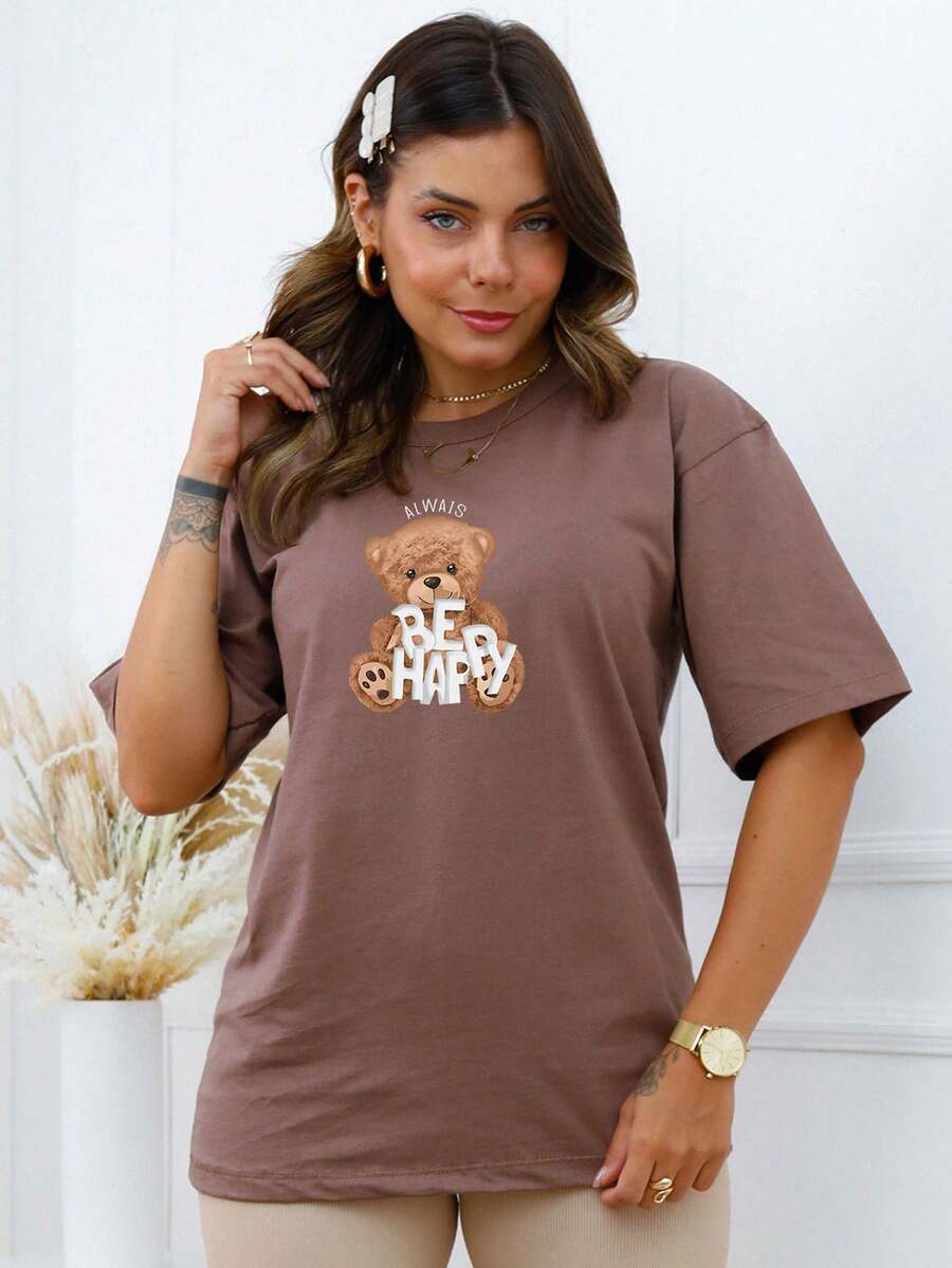Be Happy Oversized Women's Blouse - C18 - 鏽棕色 - 查看 1