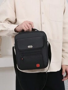 1 件高品质尼龙纯色男女通用单肩包，多层实用收纳设计，可调节肩带，拉链开合，时尚斜挎包，适合旅行、休闲、通勤、户外、商务、各种场合徒步旅行秋季圣诞节冬季礼物节日感恩节男士礼物大容量多功能便携式时尚休闲拉链包收纳包腰包腰带包邮差包骑行包腰包度假趣味礼物 - 黑色 - 查看 9