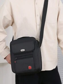 1 件高品质尼龙纯色男女通用单肩包，多层实用收纳设计，可调节肩带，拉链开合，时尚斜挎包，适合旅行、休闲、通勤、户外、商务、各种场合徒步旅行秋季圣诞节冬季礼物节日感恩节男士礼物大容量多功能便携式时尚休闲拉链包收纳包腰包腰带包邮差包骑行包腰包度假趣味礼物 - 黑色 - 查看 8