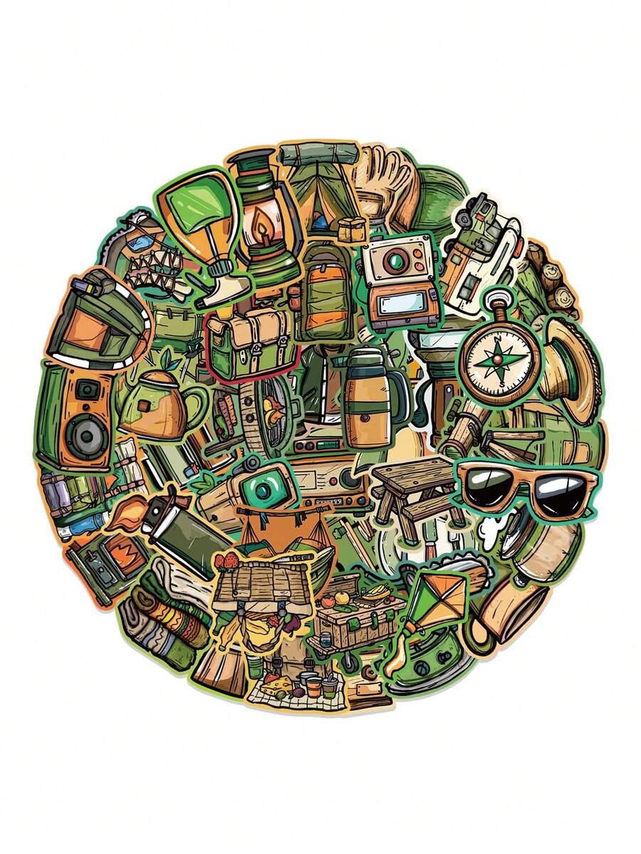 50 miếng dán đồ cắm trại, trang trí ngoài trời, ốp điện thoại sáng tạo cho ô tô và xe máy, miếng dán máy tính - Nhiều màu - Xem 1