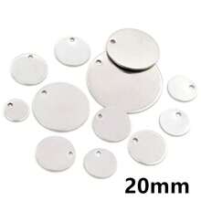 30 件 6-25 毫米圆形吊饰不锈钢镀金圆形单孔吊饰 DIY 项链吊坠珠宝配件 - round charms - 查看 19