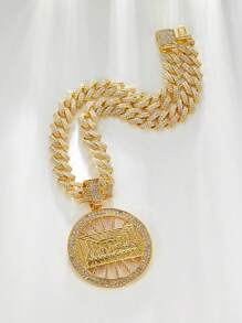 15毫米高品质水钻镶嵌“最后的晚餐”圆形吊坠项链，嘻哈风格珠宝，男女皆宜 - 最後的晚餐吊墜項鍊套裝 - 查看 15