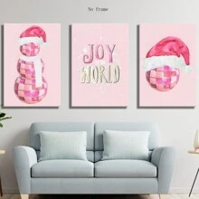 Pink Christmas Decor Pink Christmas ,Art Disco ,Disco Poster,Set Of 3 ,Pastel Christmas Poster, Xmas Art,Wall Canvas Decoration, For Hallway Bedrooms And Living Room,No Frame Home Decor Christmas Decorations Room Decor
