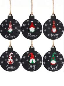 Đồ trang trí treo cây thông Noel, đồ trang trí bãi cỏ hai mặt có dây thừng, đồ trang trí treo sân ngoài trời (không phải hình cầu) cho đồ trang trí hiên nhà cây thông Noel (phong cách ấm áp) - màu đen - Xem 2