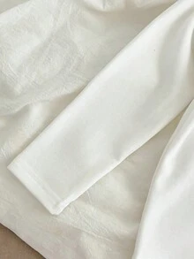 女童休闲花卉蕾丝领长袖 T 恤，柔软时尚，适合秋季 - 白色 - 查看 4