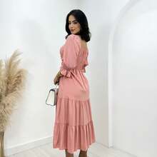3/4 Puff Sleeve Princess Dress With Sweetheart Neckline - 查看 2