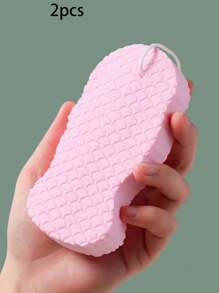 1 pieza Esponja exfoliante para baño, esponja de ducha suave y cómoda para una limpieza delicada de la piel, bolsa, organizador, almacenamiento, pinzas de pelo