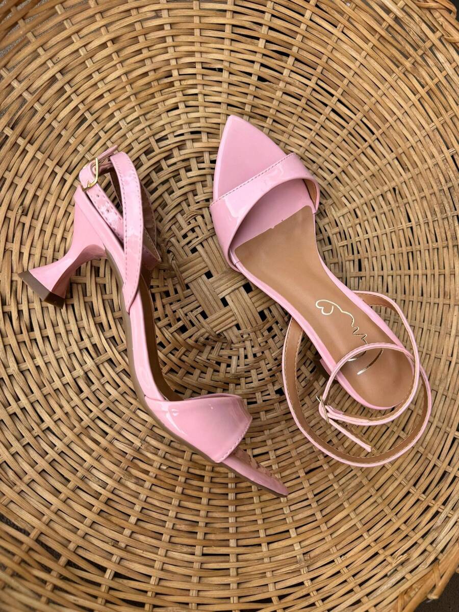 Low Heel Sandal With Leaf Toe - Màu Hồng baby - Xem 1