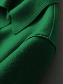 时尚简约女士翻领单排扣高品质短款羊毛大衣，休闲宽松纯色长袖复古优雅风格，搭配时尚衬衫，女士冬季羊毛大衣套装