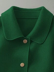 时尚简约女士翻领单排扣高品质短款羊毛大衣，休闲宽松纯色长袖复古优雅风格，搭配时尚衬衫，女士冬季羊毛大衣套装