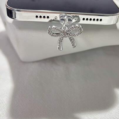 1 st. gyllene strass-roséberlock/dammplugg för telefonladdningsport/dekorationshänge/gäller för iPhone/typ-C/Android-kontakt