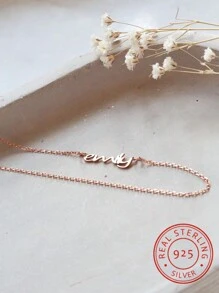 1 Stück 925er Sterling Silber Halskette mit Namensanhänger, Luxus Buchstabenanhänger, geeignet für den täglichen Gebrauch von Frauen, Urlaubsgeschenke, Partydekoration als Schmuckstück, ideal als Geschenk für Geburtstag, Familie, Jahrestag, perfekt als Geschenk für Paar, Freunde und Mütter, gold, stilvolle, farbige, ideale Geschenke für ihn, ideale Geschenke für sie, sie, Freund, Freundin, Vater, Mutter, Familie, Freunde, für Jahrestage, für Geburtstage, für Abschluss, für Abschlussball, für Partys, Muttertagsgeschenke für Frauen