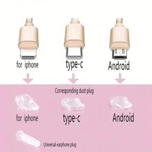 10pcs/Set Silicone Dust Plug/Phone Charging Port Dust Plug/Decoration Pendant/Compatible With Iphone/Type-C/Android Plug - Clear - View 8