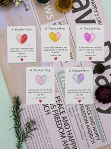 5 piezas, Tarjeta del bolsillo "Un Pequeño Abrazo de Amor", Regalo especial para cumpleaños, boda, Día de San Valentín, regalo, ficha de abrazo, regalo pensando en ti, lindo adorno de resina con tarjeta de aliento, decoración del hogar, decoración de habitación, adecuado para darse a mismo, amigos y familia.