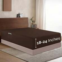 Elegant Comfort Luxury 1pc Extra Deep 18-24 Inch Deep Pocket Fitted Sheet - All Around Elastic Bedding Mattress Covers With Deep Pocket Up To 24 Inch And Double Sided Storage Pockets, Ultra Soft Machine Washable Luxury 1-Piece Bed Fitted Sheet - Fade And Wrinkle Resistant Premium Hotel Quality Twin/Full/Queen/King/Cal King Fitted Sheet, Christmas Decorations Gifts, Cozy Winter Styles, Moody Shades - 棕色 - 查看 1