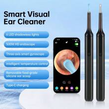 Hailicare Smart Visual Ear Cleaner Wireless Earwax Cleaner Ear Wax Removal Tool 30W High-Definition Smart Ear Cleaning Spoon 6 LED Shadowless Lights 3.0mm Diameter Ear Cleaning Type-C 13(Battery Capacity:130mah)