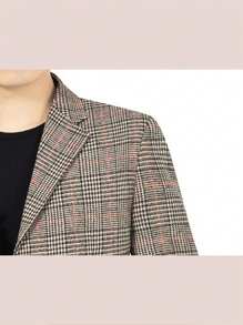 Warm Plaid Men's Business Casual Blazer, Suitable For Autumn/Winter