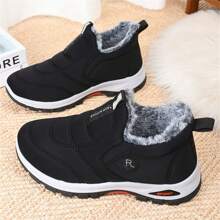 Winter New Warm Velvet Thickened Middle-Aged Sport Shoes, Lightweight Comfortable Slip-On Non-Slip Waterproof Wear-Resistant Shoes, Fashion Casual Outdoor Sports Men Shoes Snow Boots (Slight Discoloration On Soles Is Normal, Please Purchase Carefully)