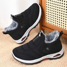 Winter New Warm Velvet Thickened Middle-Aged Sport Shoes, Lightweight Comfortable Slip-On Non-Slip Waterproof Wear-Resistant Shoes, Fashion Casual Outdoor Sports Men Shoes Snow Boots (Slight Discoloration On Soles Is Normal, Please Purchase Carefully)