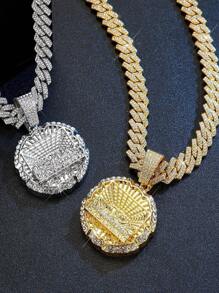 15毫米高品质水钻镶嵌“最后的晚餐”圆形吊坠项链，嘻哈风格珠宝，男女皆宜 - 最後的晚餐吊墜項鍊套裝 - 查看 6