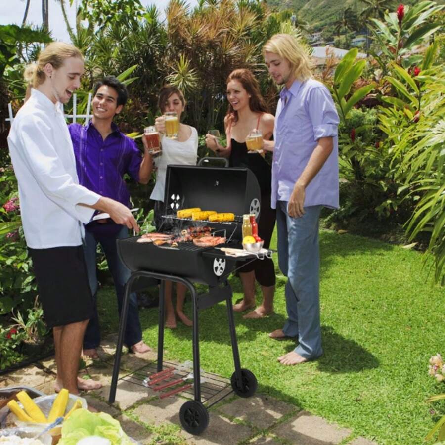 Charcoal Grills Outdoor BBQ Grill, Barrel Charcoal Grill With Side