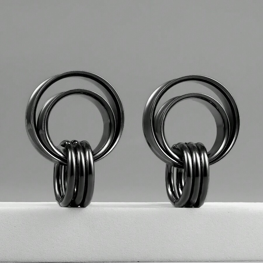 2pcs Hollow Gauges With Rings Ear Tunnels Plugs 316 Stainless Steel Ear