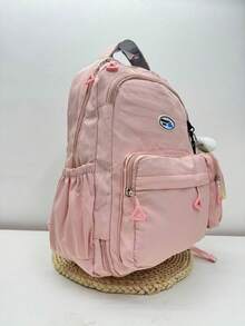 Large Capacity School Backpack For Women Students Waterproof Nylon - Hồng - Xem 3