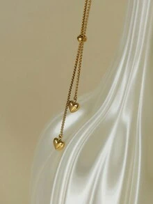 1 mặt dây chuyền hình trái tim bằng thép không gỉ mạ vàng 18K có thể điều chỉnh dành cho phụ nữ, thời trang cho ngày kỷ niệm, ngày hẹn hò, trang trí hàng ngày - Vàng - Xem 5